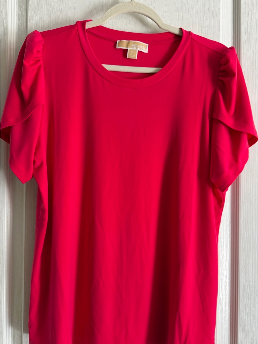 Michael Kors Bright Fuchsia Puff-Sleeve Crew Top